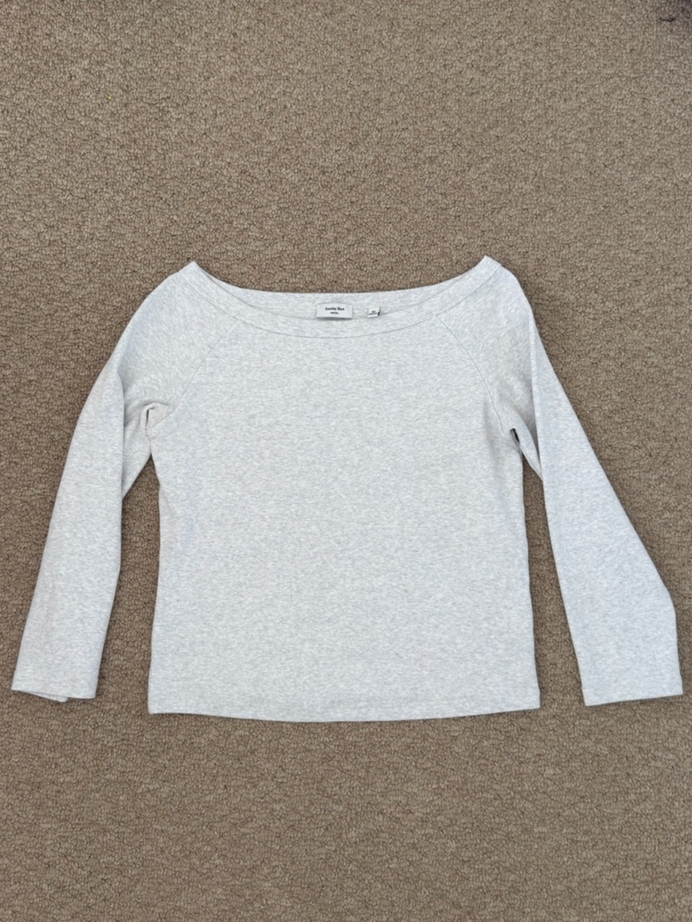 Aritzia Sunday Best Heather Gray Boatneck 3/4 Sleeve